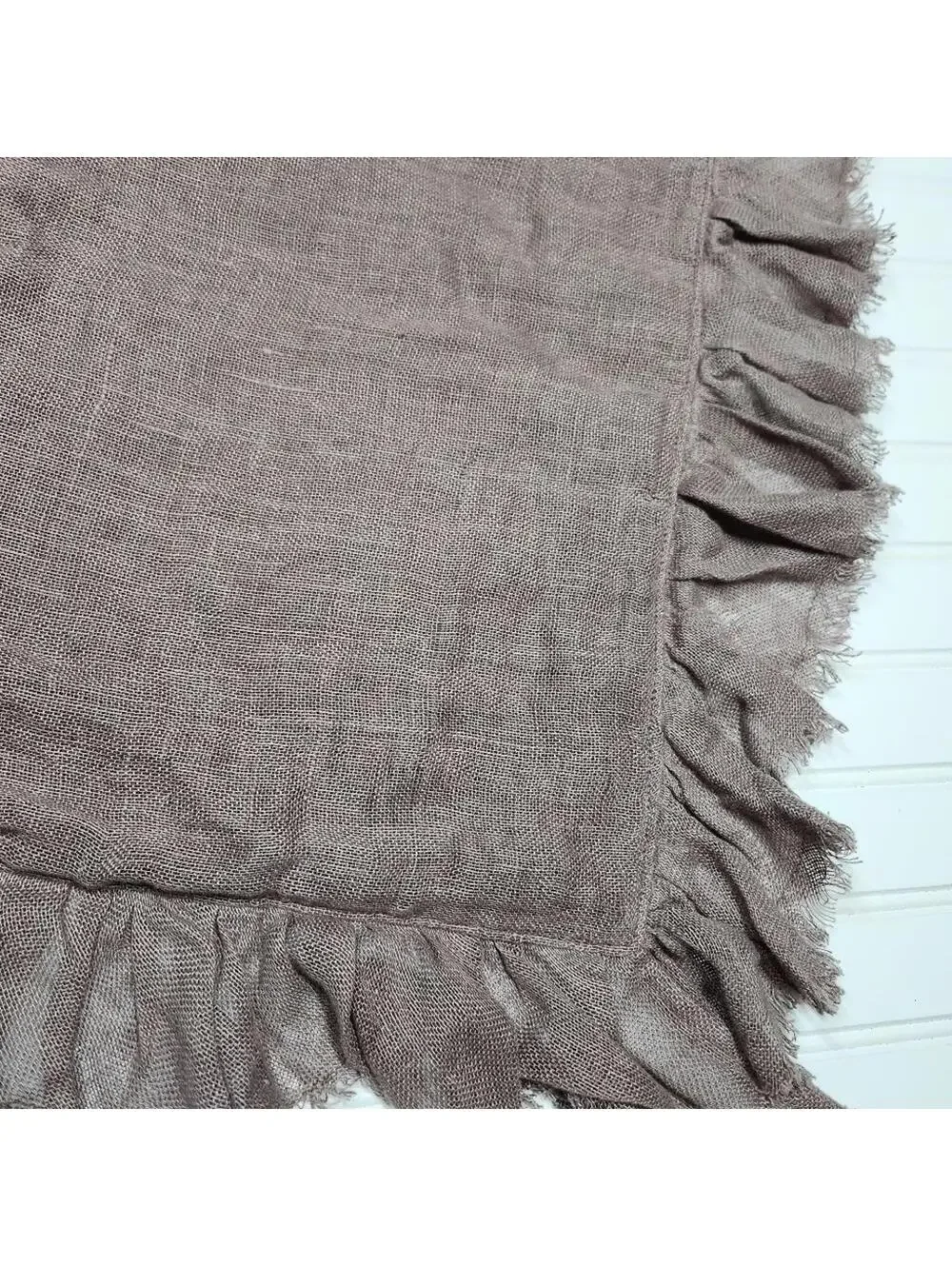 Wamsutta 100% Linen Fringe Pillow Cover Neutral Brown Mauve Farmhouse 20x20